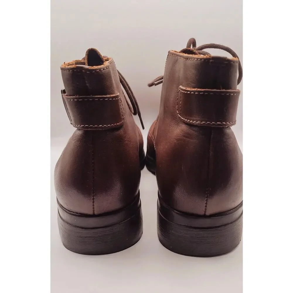 Nicole Club Valerie Brown Leather Lace Up Ankle Booties 10M